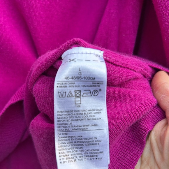 Banana Republic Sweater Silk Cashmere Women L Magenta Crewneck Long Sleeve - Picture 8 of 9
